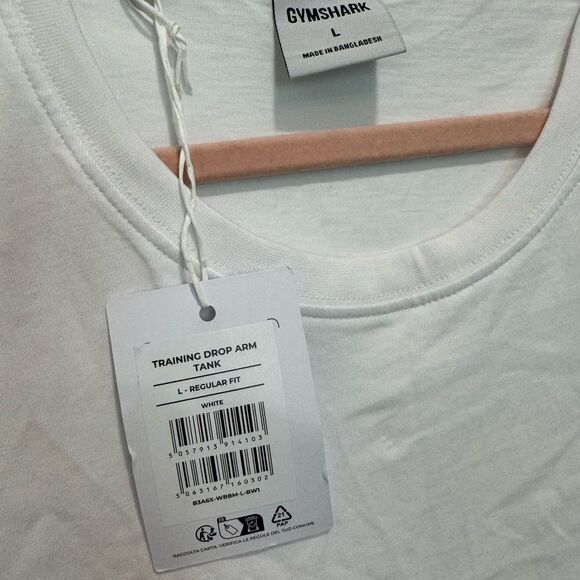 Gymshark White Training Drop Arm Tank - Size Large, NWT - Picture 6 of 7